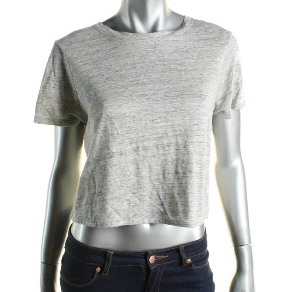 Kendall + Kylie Split Back Cropped Top (Gray) - Picture 1 of 5